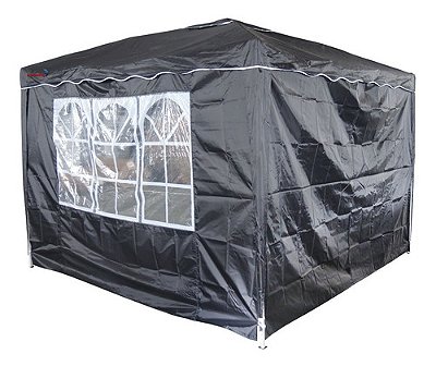 Gazebo Articulado 3x3m Preto Importway Com Duas Paredes Laterais Ideal Para Praia, Camping E Eventos
