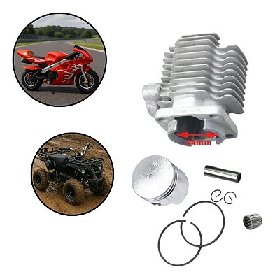 Kit Completo Cilindro 44mm 49cc Motor 2 Tempos Universal Alta Performance Para Mini Moto