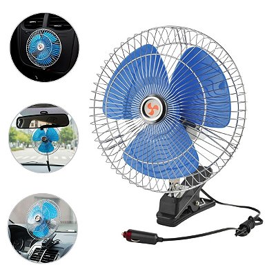 Ventilador Automotivo 8" 12V Oscilante Com Grade De Proteção Ideal Para Carros Caminhões E Vans - Importway