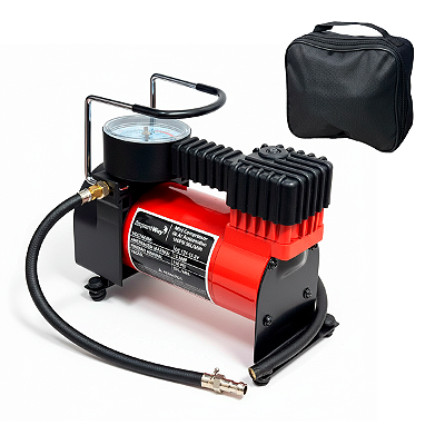 Mini Compressor de Ar Vermelho Automotivo 12V 150PSI 35L/min c/Selante e Bolsa Portátil p Carro Moto Bicicleta Importway