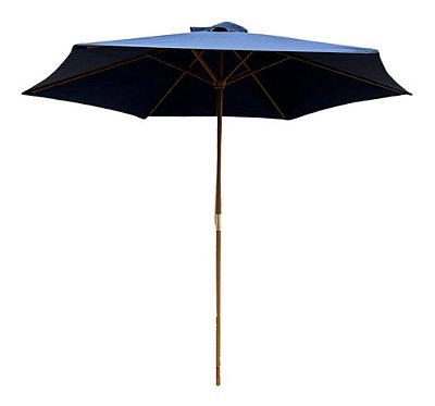 Ombrelone Guarda Sol Central De Madeira 2,70m Azul Proteção Uv Importway Ideal Para Piscina, Praia E Jardim