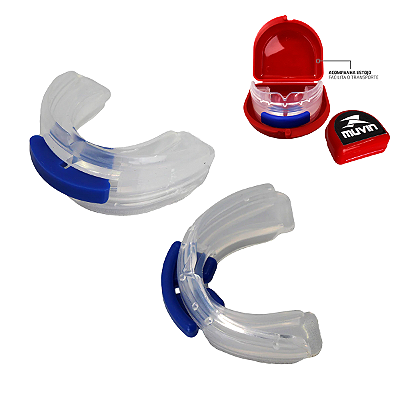 Protetor Bucal Duplo Profissional Neutro Muvin Neutro Para Treino Competição MMA Boxe Jiu-Jitsu Muay Thai