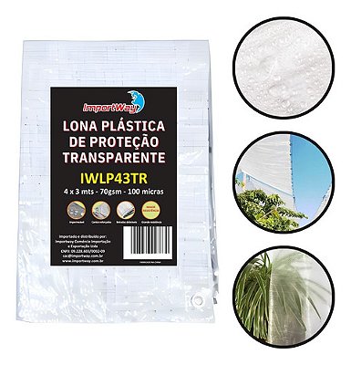 Lona Transparente 4×3m Polietileno 70g/m² Proteção Exterior Telhado Quintal Piscina E Carga