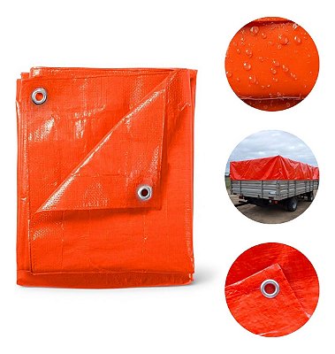 Lona De Polietileno Laranja 70 G/m² 5×4 M Reforçada Impermeável Para Obra Camping Quintal Carga Caminhão