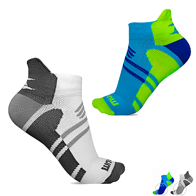 Meia de Compressão Esportiva Muvin Arrow Cano Curto Branco ou Azul Tamanho 34/39 para Corrida Caminhada Ciclismo e Trein