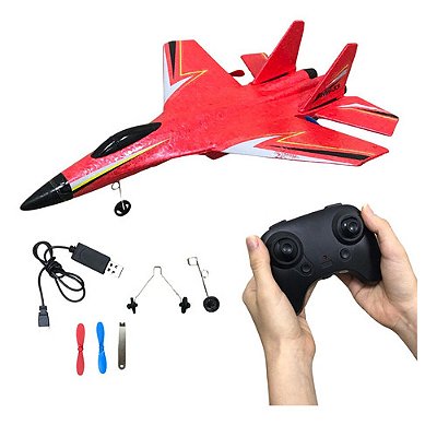 Avião Planador Infantil Importway Leve Vermelho Elétrico Controle Remoto Bateria Recarregável