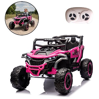 Mini Quadriciclo Elétrico 12V Infantil Com Controle Remoto e Entrada USB Bluetooth MP3 Rosa- Importway