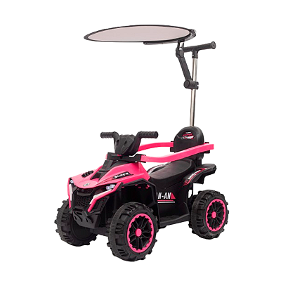 Mini Quadriciclo Elétrico 6V Infantil Com Empurrador Cobertura E Bateria Recarregável Rosa Proteção Solar - Importway