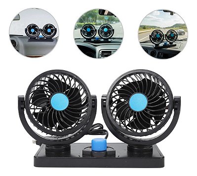 Mini Ventilador Duplo 12v Automotivo Portátil Ajustável Potente Ideal Para Carros, Vans E Caminhões