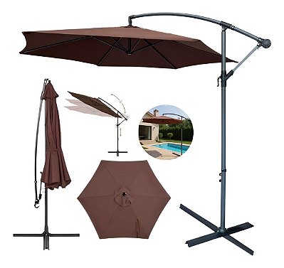 Ombrelone Suspenso 3m Terracota Importway Ideal Para Deck Piscina Jardim E Espaço Gourmet