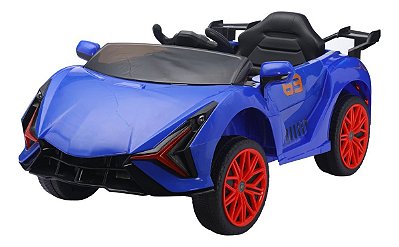 Mini Carro Elétrico 12v Infantil Azul Com Controle Remoto E Luzes Para Direção Segura