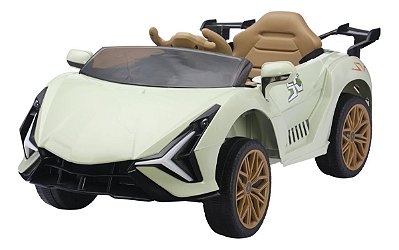 Mini Carro Elétrico 12v Infantil Verde Com Controle Remoto E Luzes Para Direção Segura