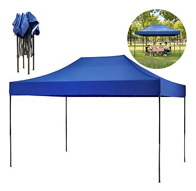 Gazebo Tenda Articulado Reforçado 3x4,5m Azul Importway Para Praia Camping Eventos E Feiras