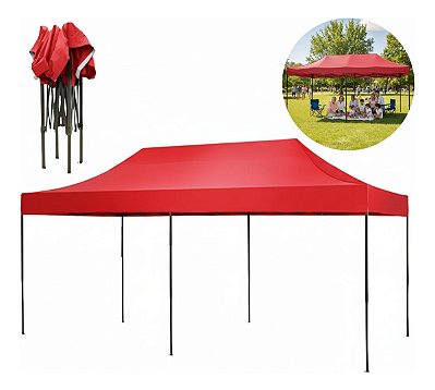 Gazebo Tenda Articulado Reforçado 3x6m Vermelho Importway Para Praia Camping Eventos E Feiras