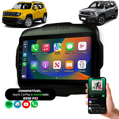 Multimídia 9 Polegadas Jeep Renegade Carplay Android Auto Sem Fio Com Espelhamento Celular Bluetooth + Moldura
