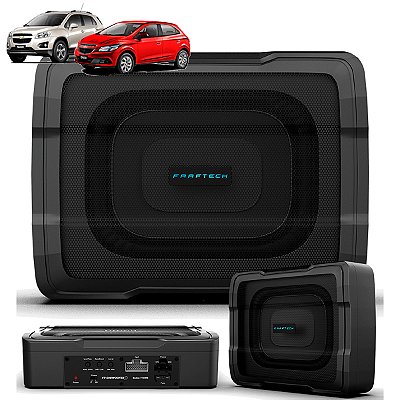 Caixa Amplificada Subwoofer 6x8” Faaftech FT-SW68 GM2 Chevrolet Onix Tracker com Chicote Plug and Play