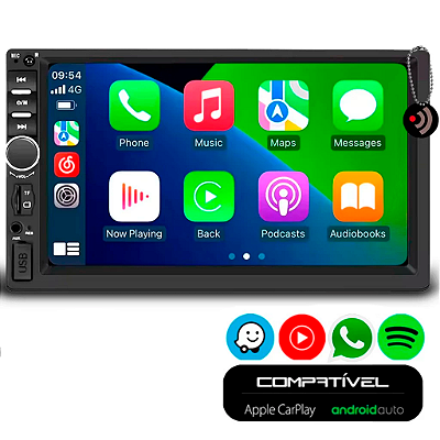 Central Multimídia MP5 7 Polegadas LIGHT com Botão Físico Apple Carplay e Android Auto USB Bluetooth ET-MP5 26 - E-Tech