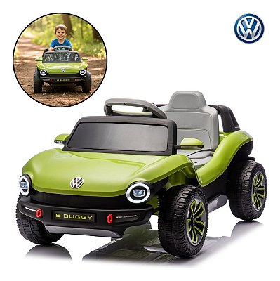 Mini Carro Elétrico Infantil 12v Volkswagen Buggy Verde Importway Com Luz, Som E Controle Remoto Completo