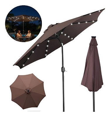 Ombrelone Articulado 2,70m Terracota Importway Com Led E Base Central Para Piscina E Área Externa