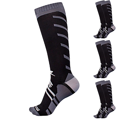 3X Meia de Compressão Esportiva Muvin Arrow Cano Longo Preto Unissex Tamanho 34–39 para Corrida Caminhada - CLONE