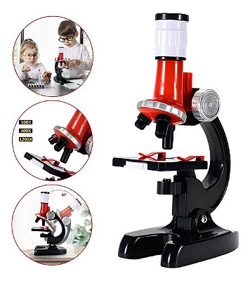 Microscópio Infantil Com 3 Níveis De Ampliação E Acessórios, Ideal Para Exploração Científica E Aprendizado Divertido