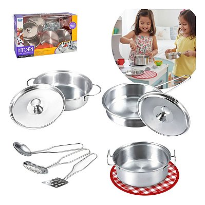 Kit Cozinha Infantil Importway Com 9 Peças, Panelas E Utensílios – Brinquedo Educativo Que Estimula Criatividade E Imaginação