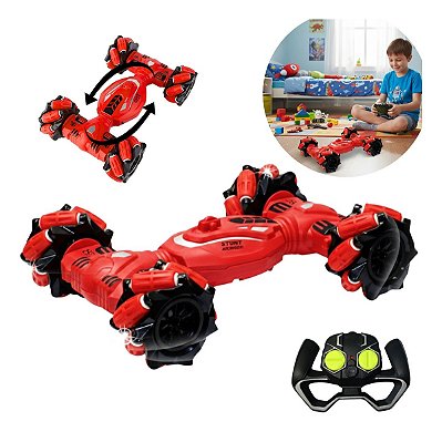 Carrinho De Controle Remoto Para Crianças Acrobático 360 Vermelho Com Giros Radicais Acrobacias Incríveis