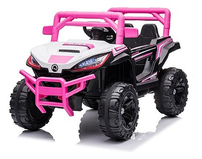 Carrinho Infantil Utv 12v Rosa Com Controle Luzes Som Usb E Balanço Diversão Segura Para Crianças De 3 Anos
