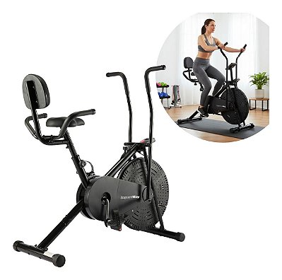 Air Bike Com Encosto Ideal Para Alta Queima De Calorias Resistência A Ar E Treino Intenso Suporta Até 150kg