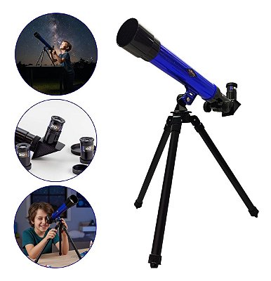 Telescópio Astronômico Infantil Refrator Com Tripé 360° Ideal Para Observar Lua Estrelas E Despertar Curiosidade