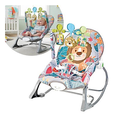Cadeira Bebê Descanso Com Som E Função Balanço Cinza Ideal Para Acalmar Relaxar E Entreter O Bebê Com Segurança