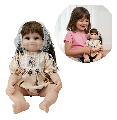 Boneca Reborn Vinil Infantil 54cm Corpo Articulado Tamanho Grande Com Acabamento Realista E Visual Delicado
