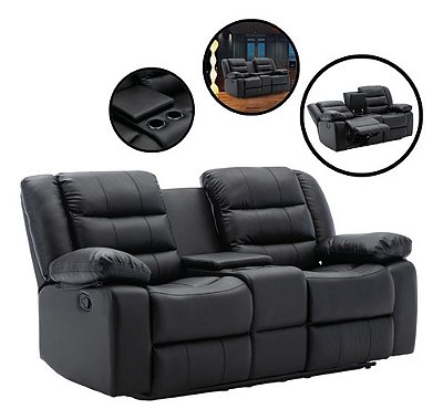 Poltrona De Massagem Preta Dupla Reclinável Com Aquecimento Ideal Para Sala De Tv Cinema Em Casa E Relaxamento