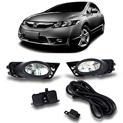 Kit Botão Interruptor Farol Auxiliar Honda New Civic 2009 2010 2011 Padrão Original - Shocklight
