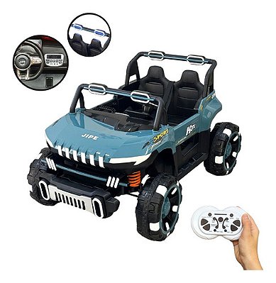 Carrinho Utv Elétrico Infantil 12v Azul Com Controle Remoto, Luz, Som, Entrada Usb E Velocidade De Até 5km/h