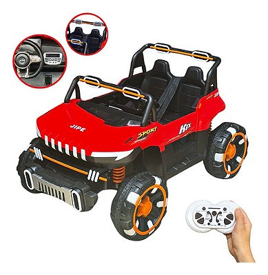 Carrinho Utv Elétrico Infantil 12v Vermelho Com Controle Remoto, Luz, Som, Entrada Usb E Velocidade De Até 5km/h