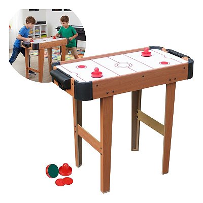 Mesa Air Game Média Mdf Ideal Para Lazer Em Casa Com Rebatedores, Discos E Marcador De Pontos
