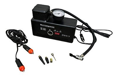 Mini Compressor De Ar 2 Em 1 Importway 250psi Com Uso Elétrico E Automotivo, 30l/min E 4 Bicos Adaptadores 127v