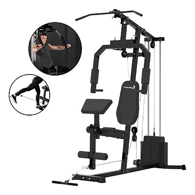 Estação De Musculação 68kg Com Suporte Para Bíceps Mais De 25 Exercícios Para Treino Completo