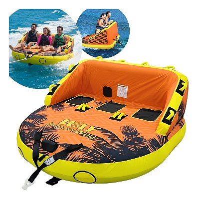 Boia Esportiva Inflável Rebocável Para 3 Pessoas Suporta 270kg Ideal Para Lancha E Jet Ski