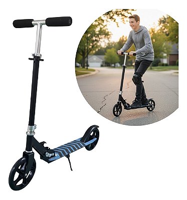 Patinete Infantil Juvenil Rodas Pu 200mm Preto Para Passeio Lazer E Coordenação Motora Com Segurança