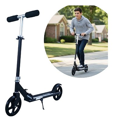 Patinete Infantil Juvenil Rodas Pu 200mm Cinza Para Passeio Lazer E Coordenação Motora Com Segurança