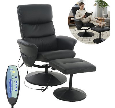 Poltrona Reclinável Com Massagem E Aquecimento Função Eleva Levanta Conforto Total Preta