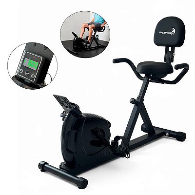 Bicicleta Ergométrica Horizontal Magnética Com Monitor Silenciosa suporta até 120kg 8 Cargas Assento Ajustavel Importway