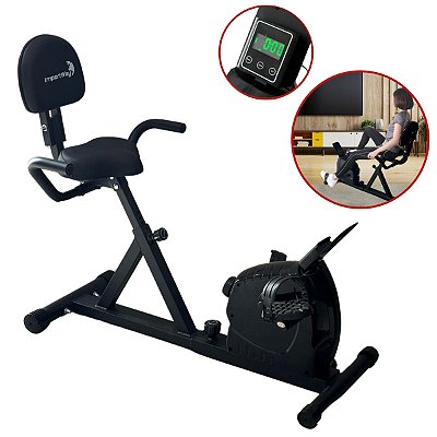 Bicicleta Ergométrica Horizontal Magnética Com Monitor Silenciosa suporta até 120kg 8 Cargas Assento Ajustavel Importway