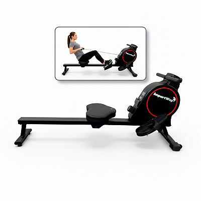 Máquina Aparelho Simulador de Remo com Pegada Fechada p Musculação Academia Residencial 8 Cargas Preto - Importway