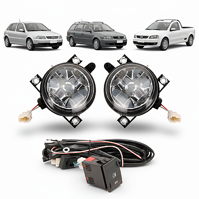 Kit Farol Auxiliar Milha compatível Volkswagen Gol Parati Saveiro G4 2006 até 2009 Botão Painel Original - Shocklight