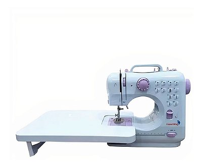 Máquina De Costura Elétrica Portátil Bivolt Com Mesa Extensora Com Pedal Luz Interna E 12 Pontos Para Costura