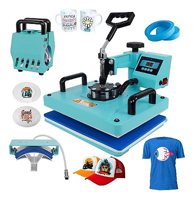 Prensa Térmica 5 Em 1 Sublimação 900w 127v Multifuncional Para Camisetas Canecas E Bonés