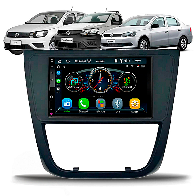 Kit Multimídia MP5 Roadstar RS-7007 7” CarPlay e Android Auto Sem Fio + Moldura 2 DIN Gol G5 Saveiro Voyage - Preta